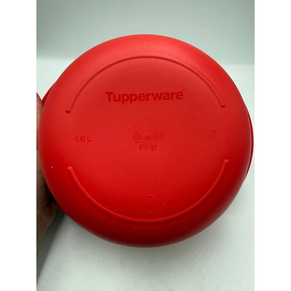 Tupperware Microwave Steamer Set 1.6L 1.5 Qt Red White 3 Piece Bowl‎ Insert Lid